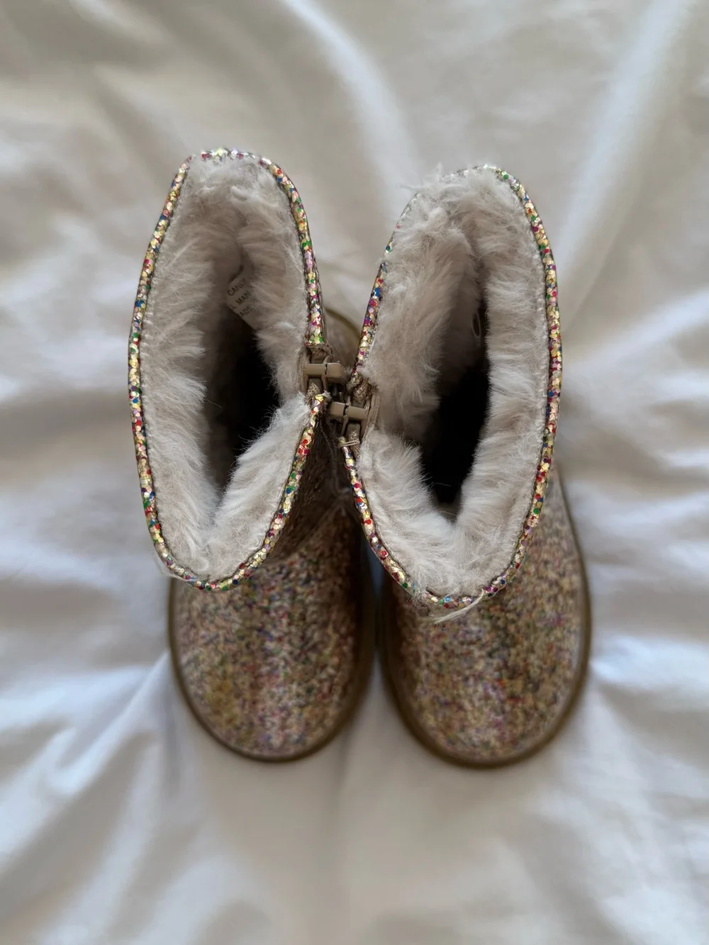Rachel Shoes Candi Toddler Glitter Boots Faux Fur Lined Mid-Calf 7M